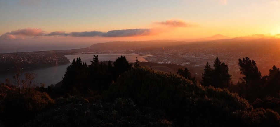 Otago Pensinsula (links), haven en Dunedin (rechts) Otago peninsula